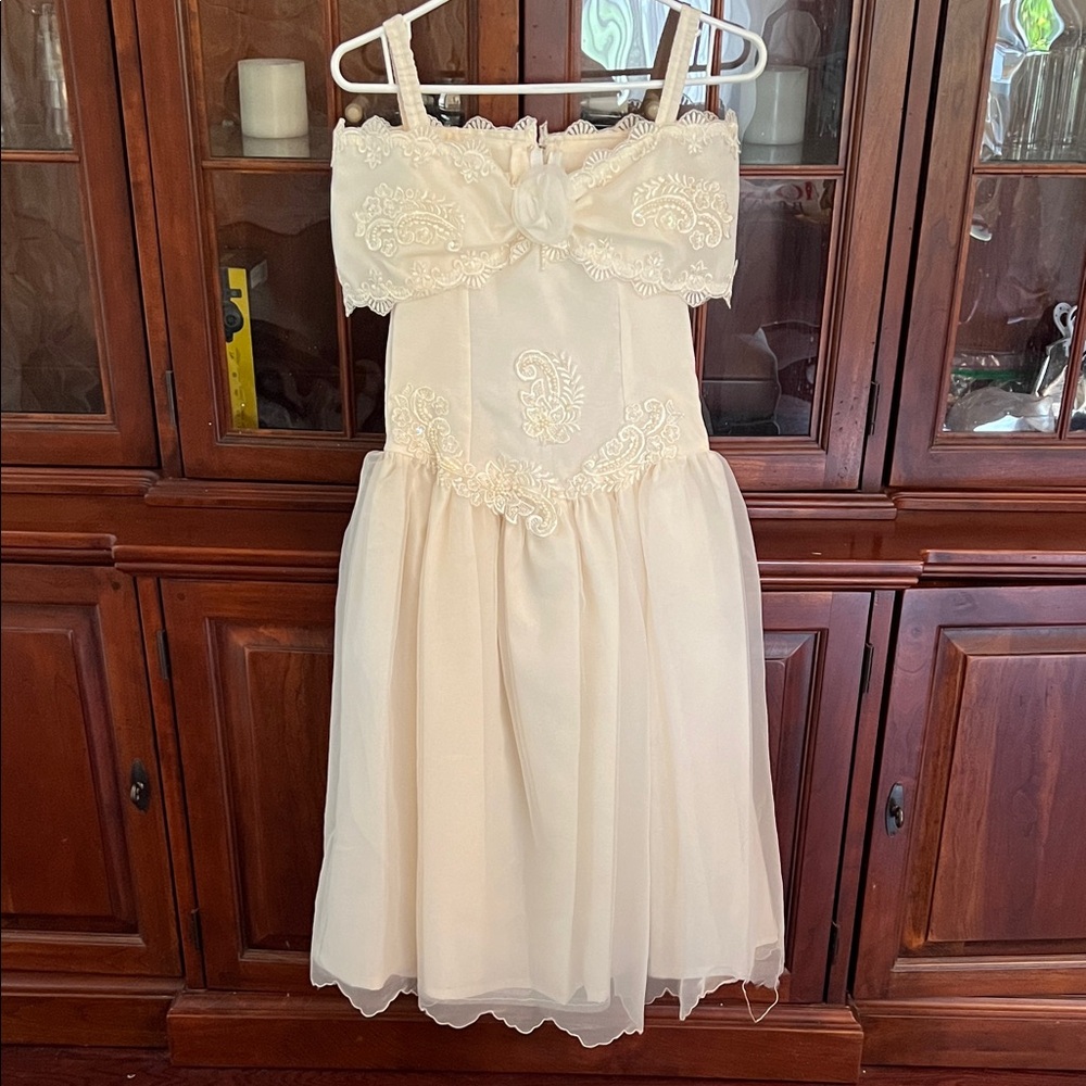 Embroidered Cream Lace Dress